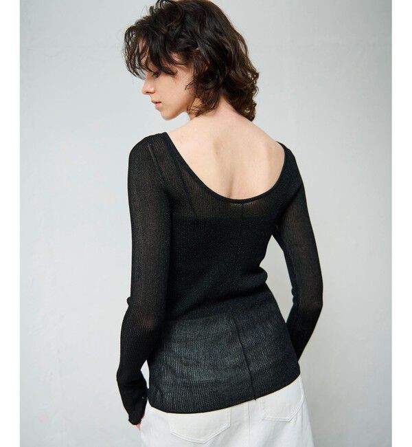 Grace Class「ラメシアーリブニットトップ」|ニット・セーター|ブラック