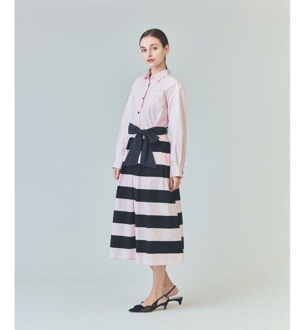  「ボーダーコンビシャツワンピース」|ワンピース|