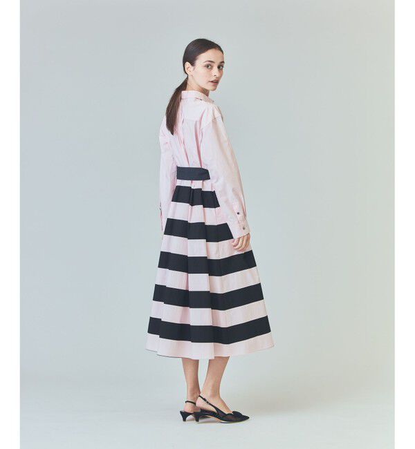  「ボーダーコンビシャツワンピース」|ワンピース|