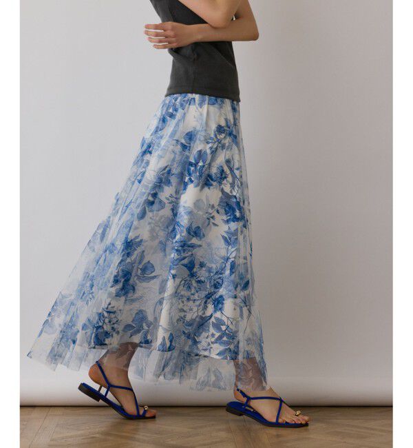 Diagram「シャドーフラワープリントスカート」|スカート|ブルー