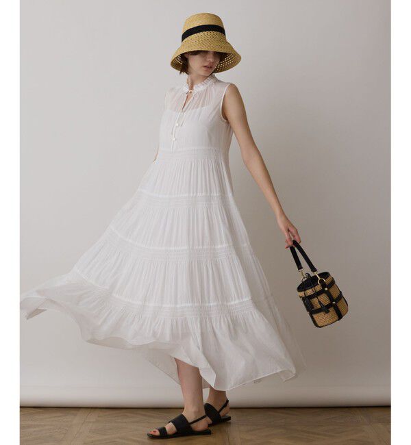 GRACE CONTINENTAL「ティアードマキシカフタンワンピース 」|ワンピース|ホワイト