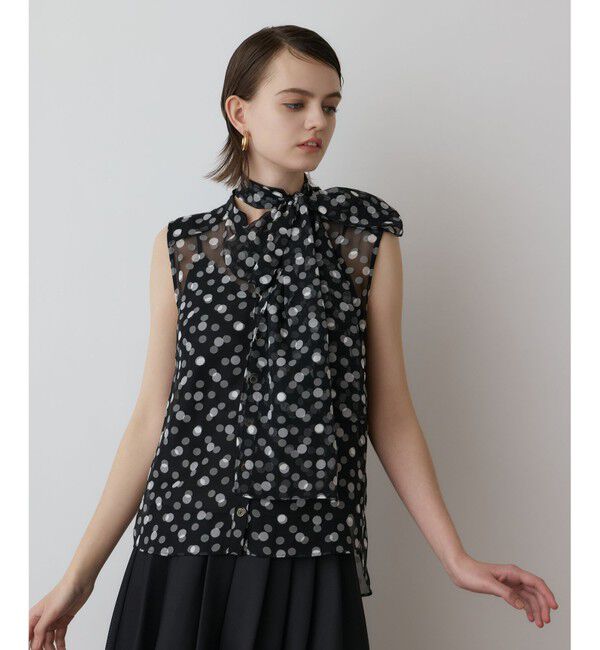 GRACE CONTINENTAL「ドットオパールボウタイノースリーブ」|シャツ・ブラウス|