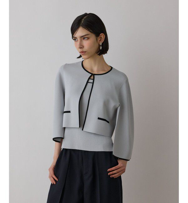 GRACE CONTINENTAL「バイカラースリットニットカーディガン」|カーディガン|