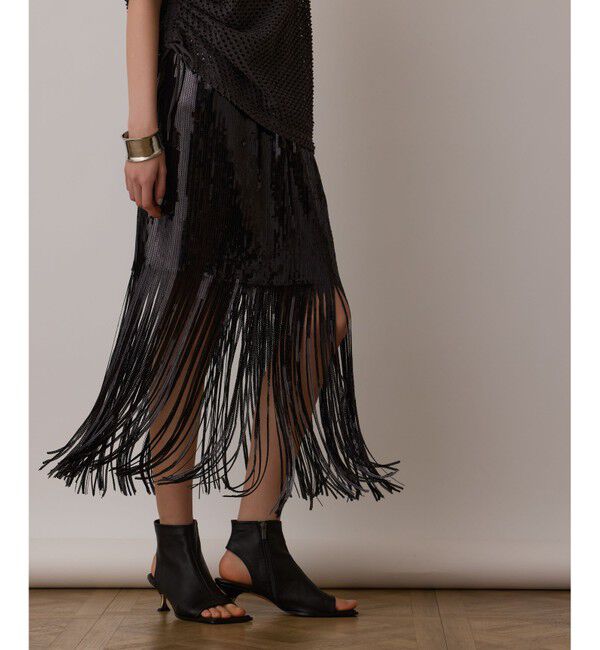 GRACE CONTINENTAL「スパンコールフリンジスカート」|スカート|