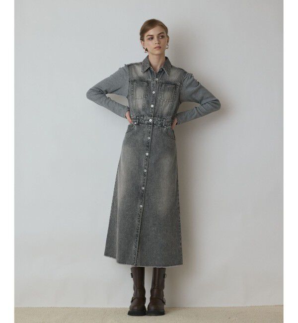 Diagram「デニムロングジレワンピース」|ワンピース|ブラック