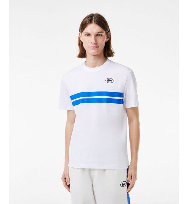 LACOSTE「フロントボーダーバックプリントTシャツ」|Tシャツ・カットソー|ホワイト