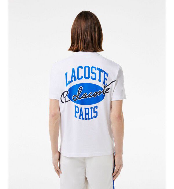 LACOSTE「フロントボーダーバックプリントTシャツ」|Tシャツ・カットソー|