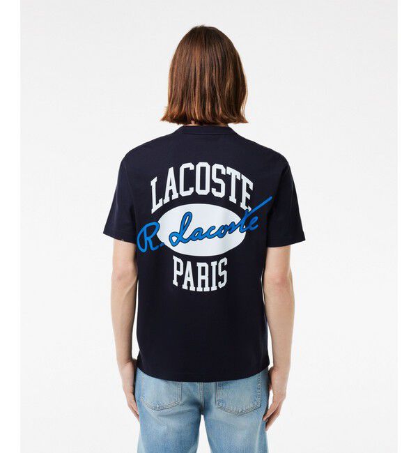 LACOSTE「フロントボーダーバックプリントTシャツ」|Tシャツ・カットソー|