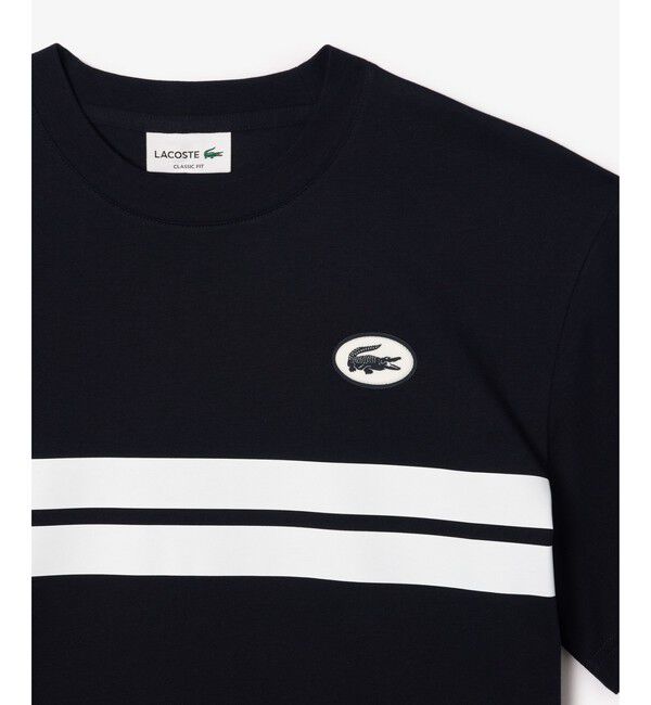 LACOSTE「フロントボーダーバックプリントTシャツ」|Tシャツ・カットソー|
