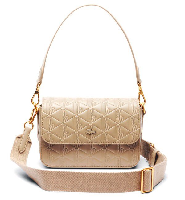 LACOSTE「マヘキ レザーメッセンジャーバッグ / ショルダーバッグ」|ショルダー・メッセンジャー|ベージュ