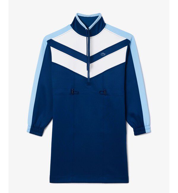 LACOSTE「ライン切り替え トラックジャケットドレス / ハーフジップワンピース」|ワンピース|