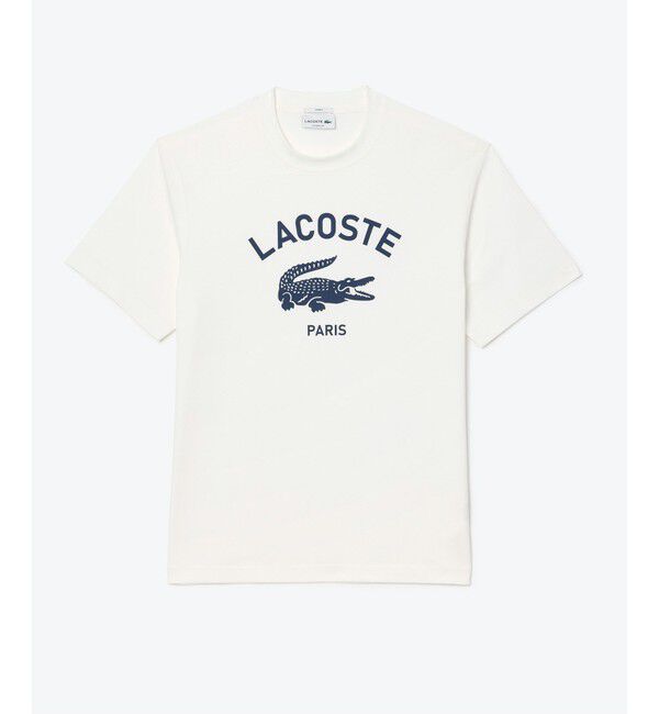 LACOSTE「ヘビーウェイト アーチネームカレッジロゴプリント 半袖Tシャツ」|Tシャツ・カットソー|