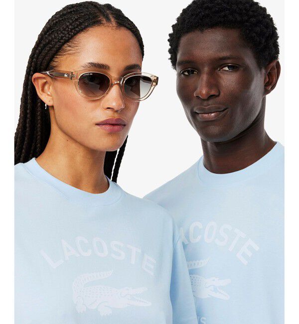 LACOSTE「ヘビーウェイト アーチネームカレッジロゴプリント 半袖Tシャツ」|Tシャツ・カットソー|