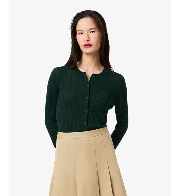 LACOSTE「3Dニッティングメリノウールカーディガン」|カーディガン|ダークグリーン