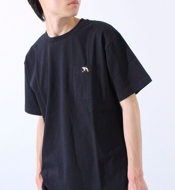 GLOSTER「【GLOSTER/グロスター】オープンエンド天竺フレブルポケT クルーネックTシャツ」|Tシャツ・カットソー|ブラック