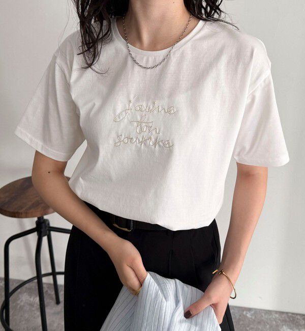 fredy emue「パールロゴシルケット半袖Tシャツ」|Tシャツ・カットソー|