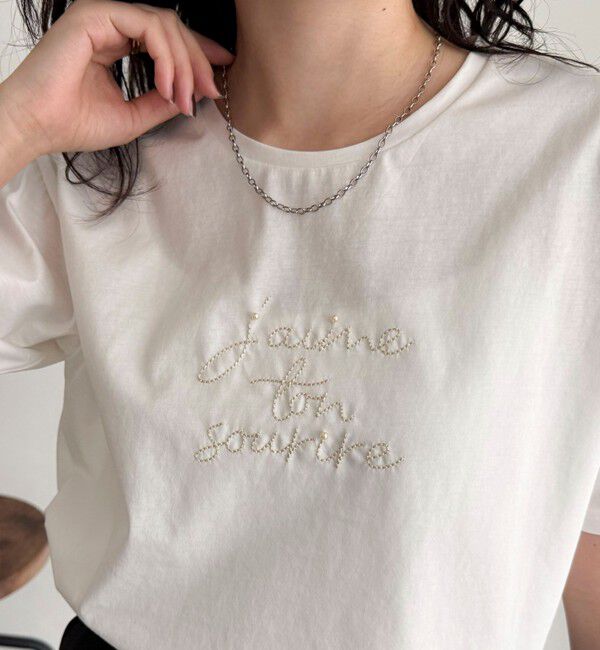 fredy emue「パールロゴシルケット半袖Tシャツ」|Tシャツ・カットソー|