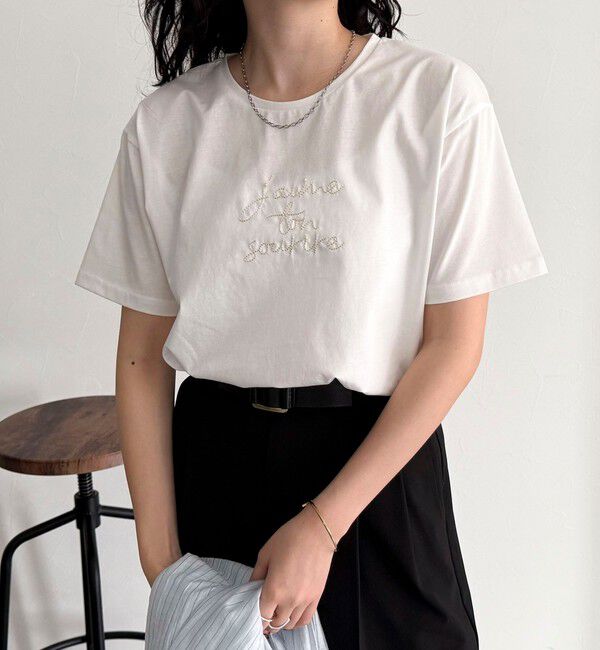 fredy emue「パールロゴシルケット半袖Tシャツ」|Tシャツ・カットソー|