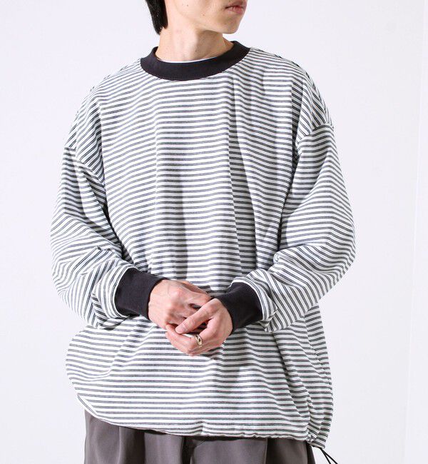 GLOSTER「【配色リブが映える主役ボーダー】Helloボーダー ロングスリーブTシャツ」|Tシャツ・カットソー|ホワイト系その他