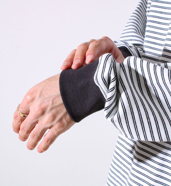 GLOSTER「【配色リブが映える主役ボーダー】Helloボーダー ロングスリーブTシャツ」|Tシャツ・カットソー|