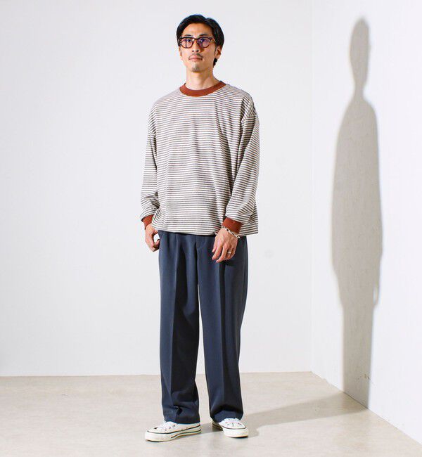 GLOSTER「【配色リブが映える主役ボーダー】Helloボーダー ロングスリーブTシャツ」|Tシャツ・カットソー|