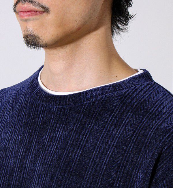 GLOSTER「【上品な光沢感】シェニールフェイクレイヤードカットソー」|Tシャツ・カットソー|