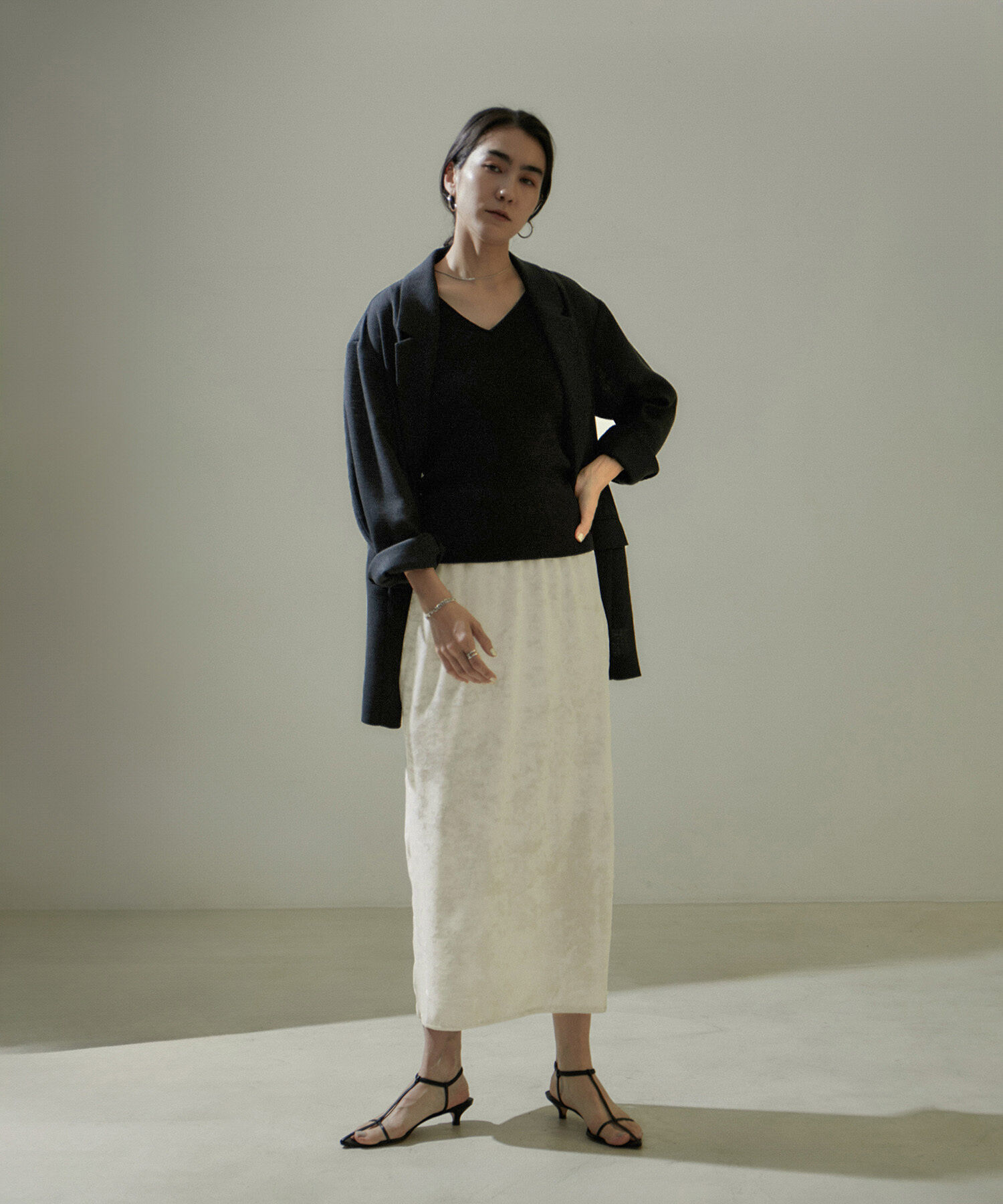 SALON adam et rope'「クラッシュベロアタイトスカート【セットアップ対応・洗える】」|スカート|