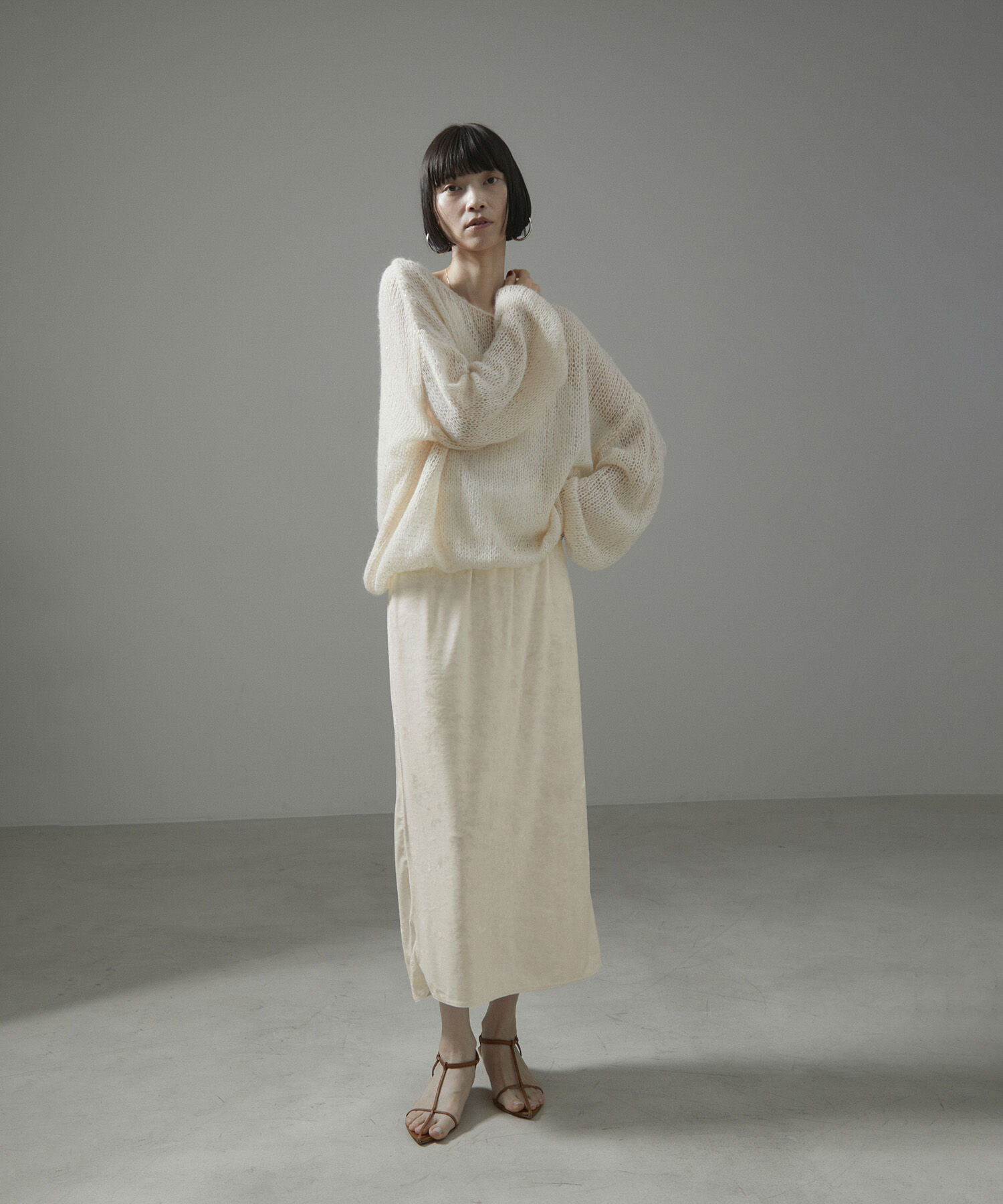 SALON adam et rope'「クラッシュベロアタイトスカート【セットアップ対応・洗える】」|スカート|