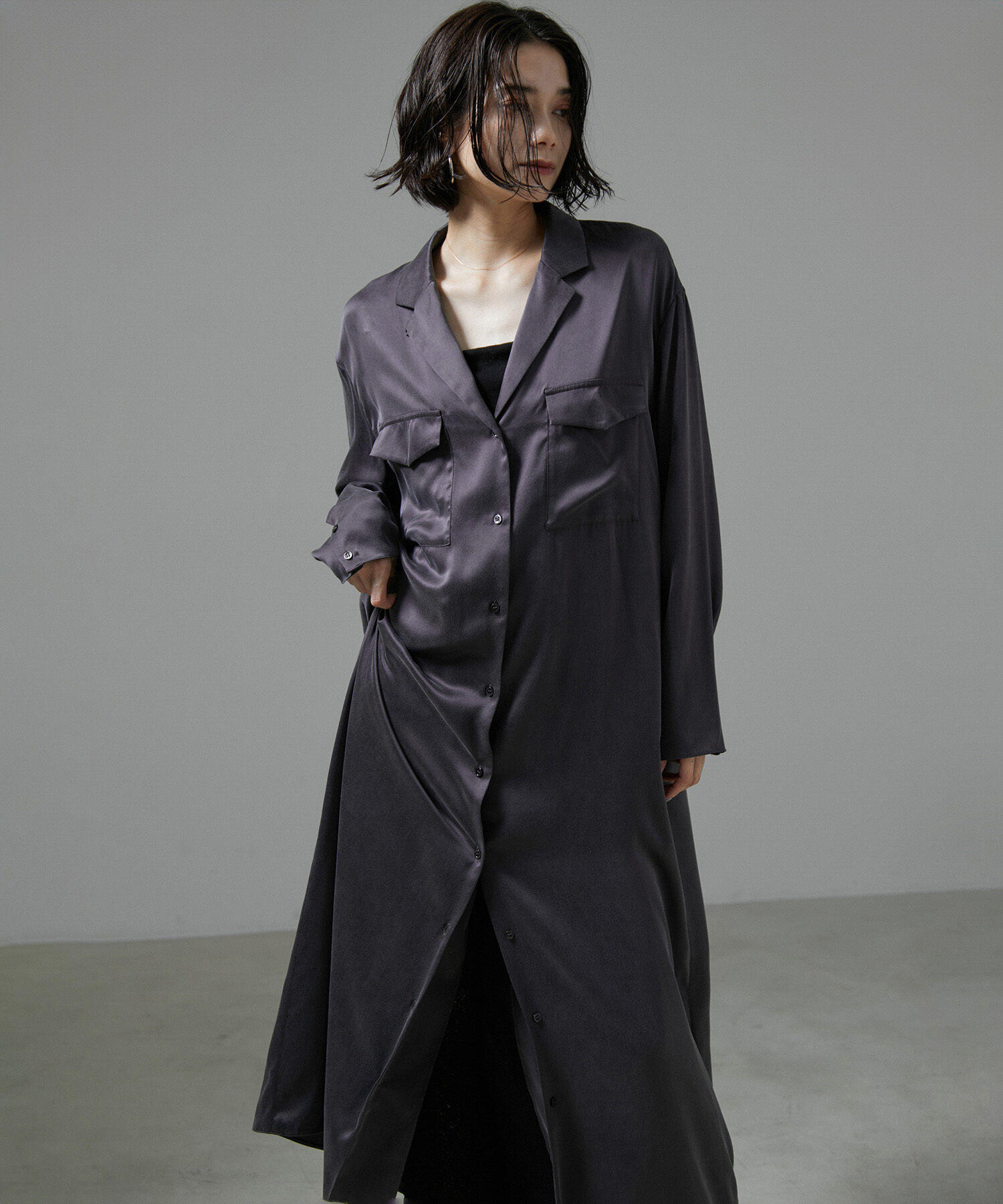 SALON adam et rope'「[24AW]GENTLE SILKシャツワンピース【セットアップ対応】」|その他|