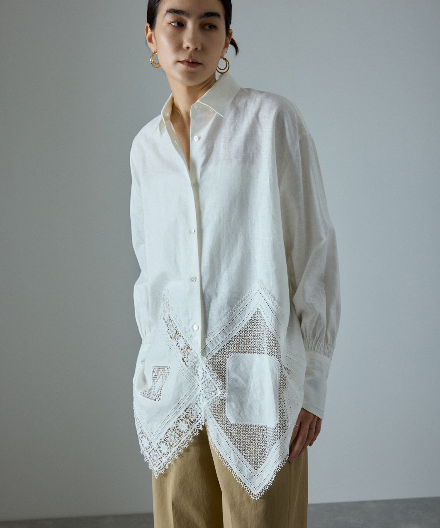 SALON adam et rope'「ヘムクロスレースシャツ」|シャツ・ブラウス|