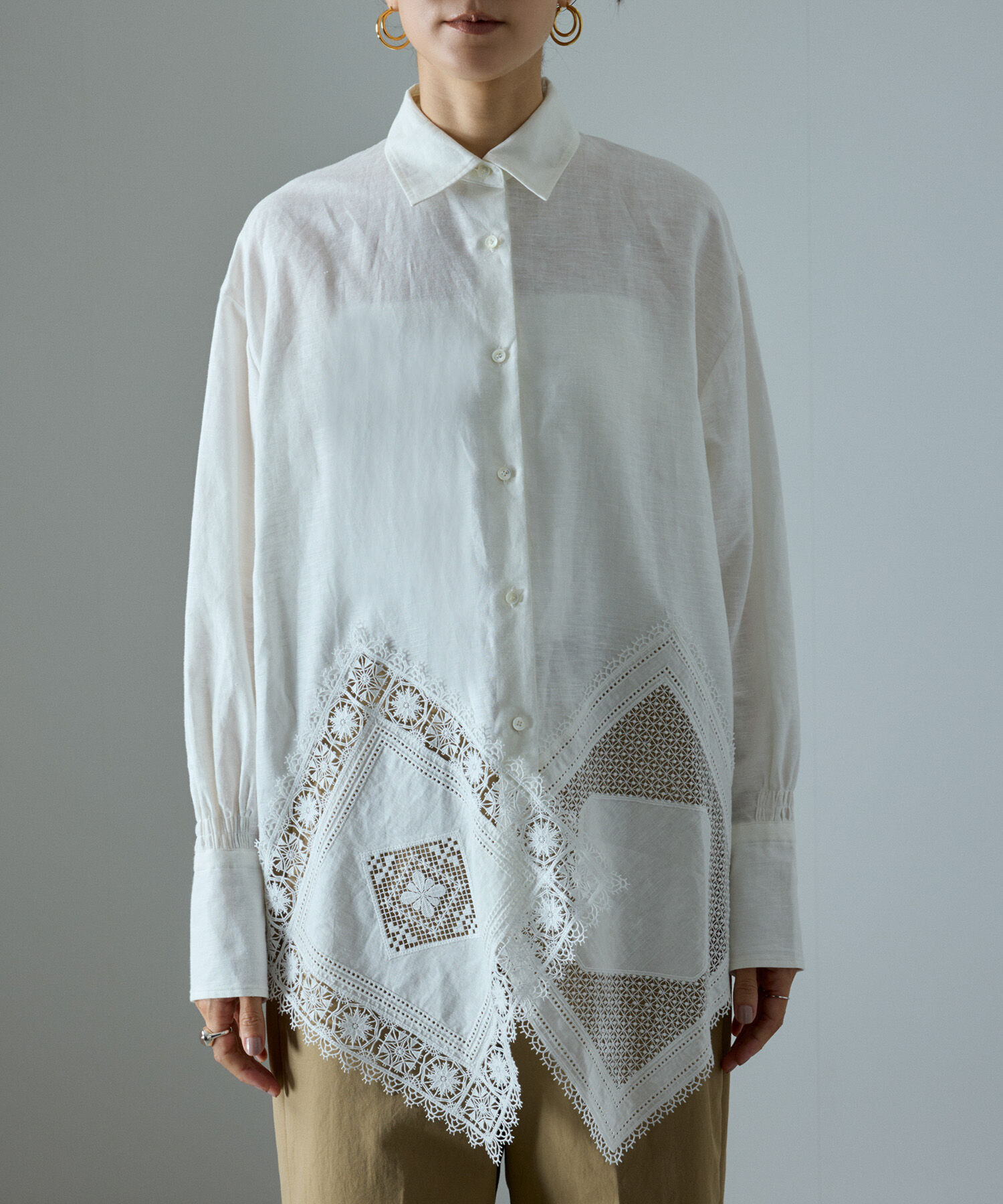 SALON adam et rope'「ヘムクロスレースシャツ」|シャツ・ブラウス|