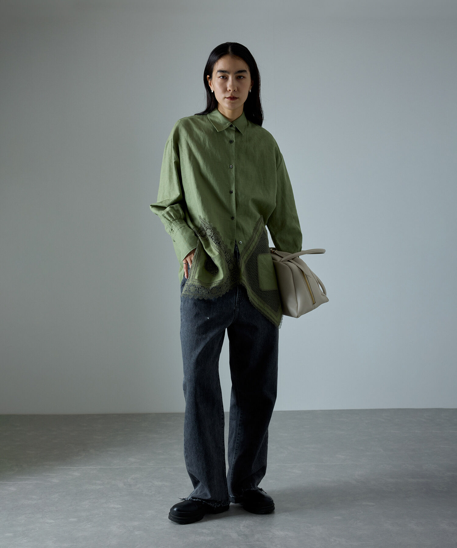 SALON adam et rope'「ヘムクロスレースシャツ」|シャツ・ブラウス|