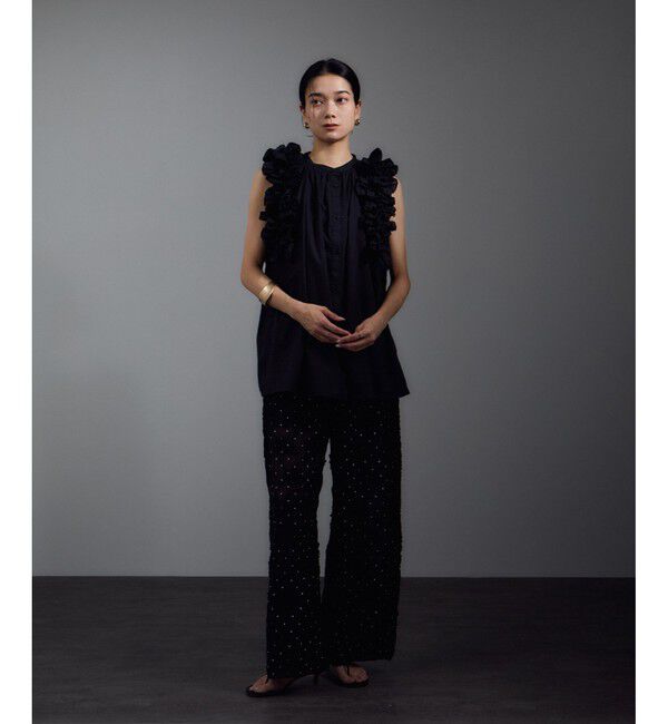 SALON adam et rope'「【crinkle crinkle crinkle】別注3D刺繍サイドフリルドットパンツ」|チノ|