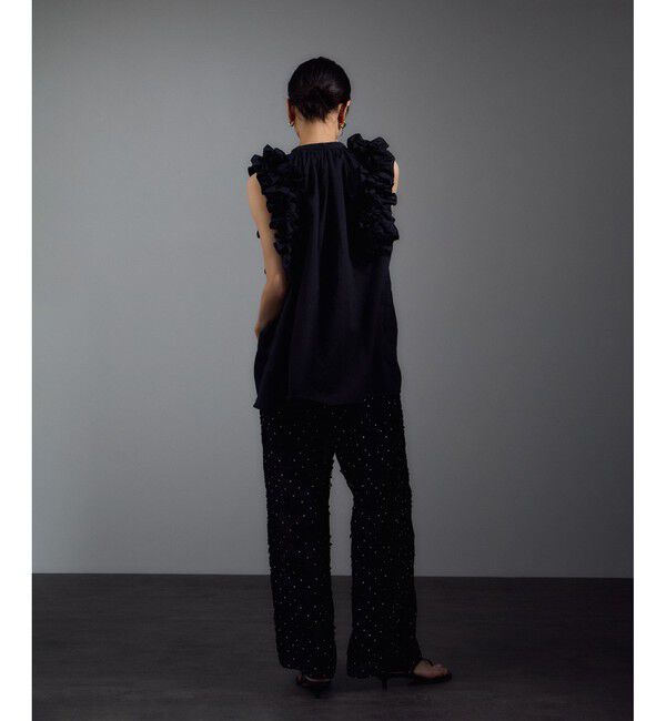 SALON adam et rope'「【crinkle crinkle crinkle】別注3D刺繍サイドフリルドットパンツ」|チノ|