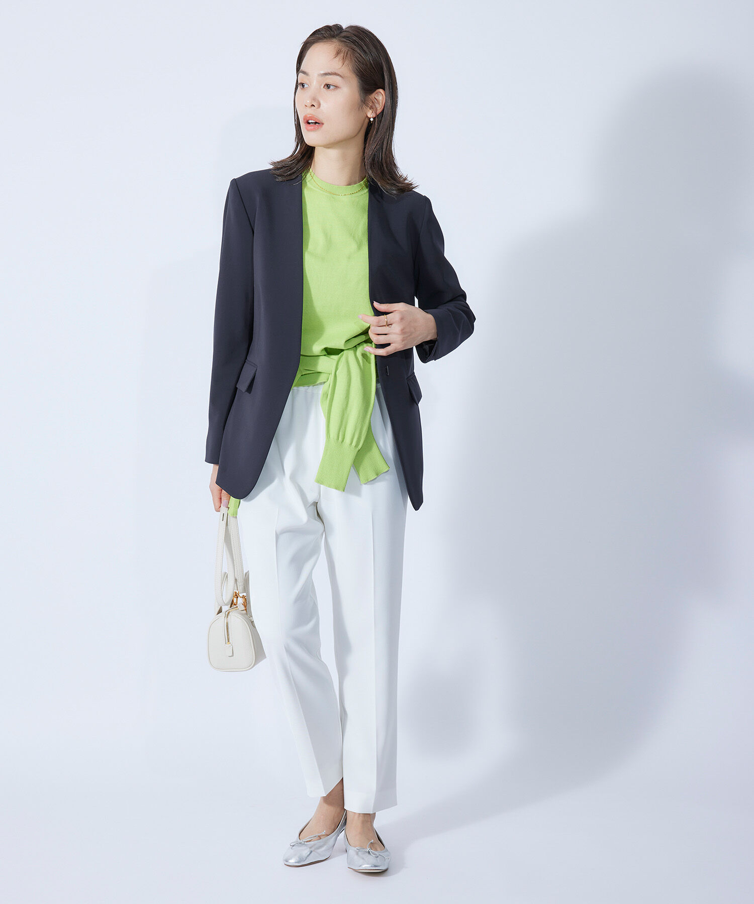 ROPE「【セレモニー対応】ダブルクロスカラーレスジャケット【SDGs】」|ノーカラージャケット|