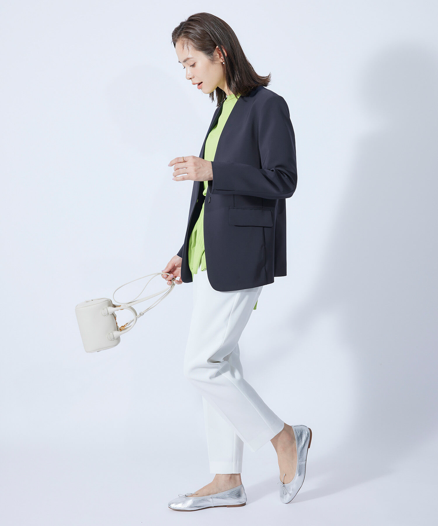 ROPE「【セレモニー対応】ダブルクロスカラーレスジャケット【SDGs】」|ノーカラージャケット|