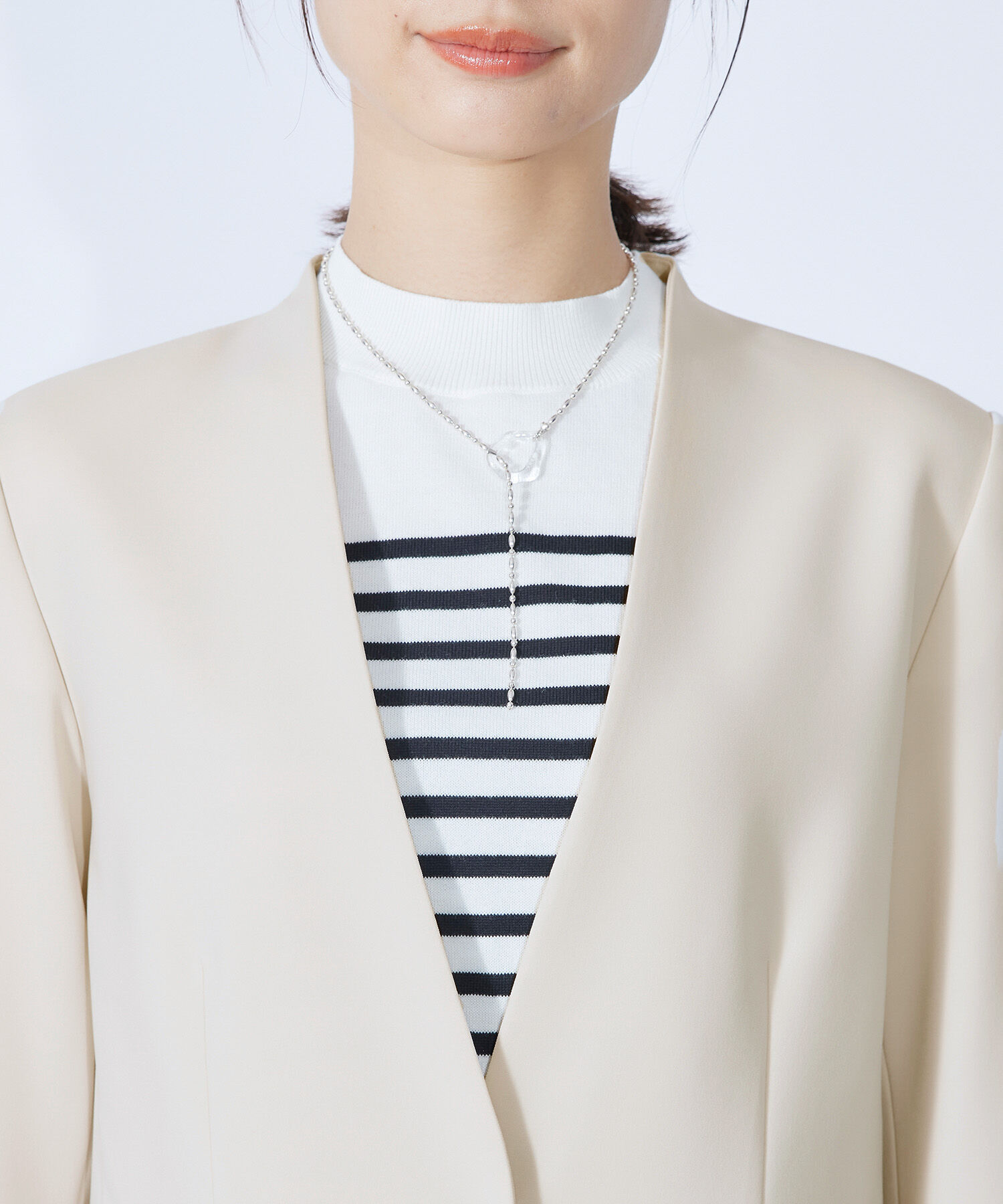 ROPE「【セレモニー対応】ダブルクロスカラーレスジャケット【SDGs】」|ノーカラージャケット|