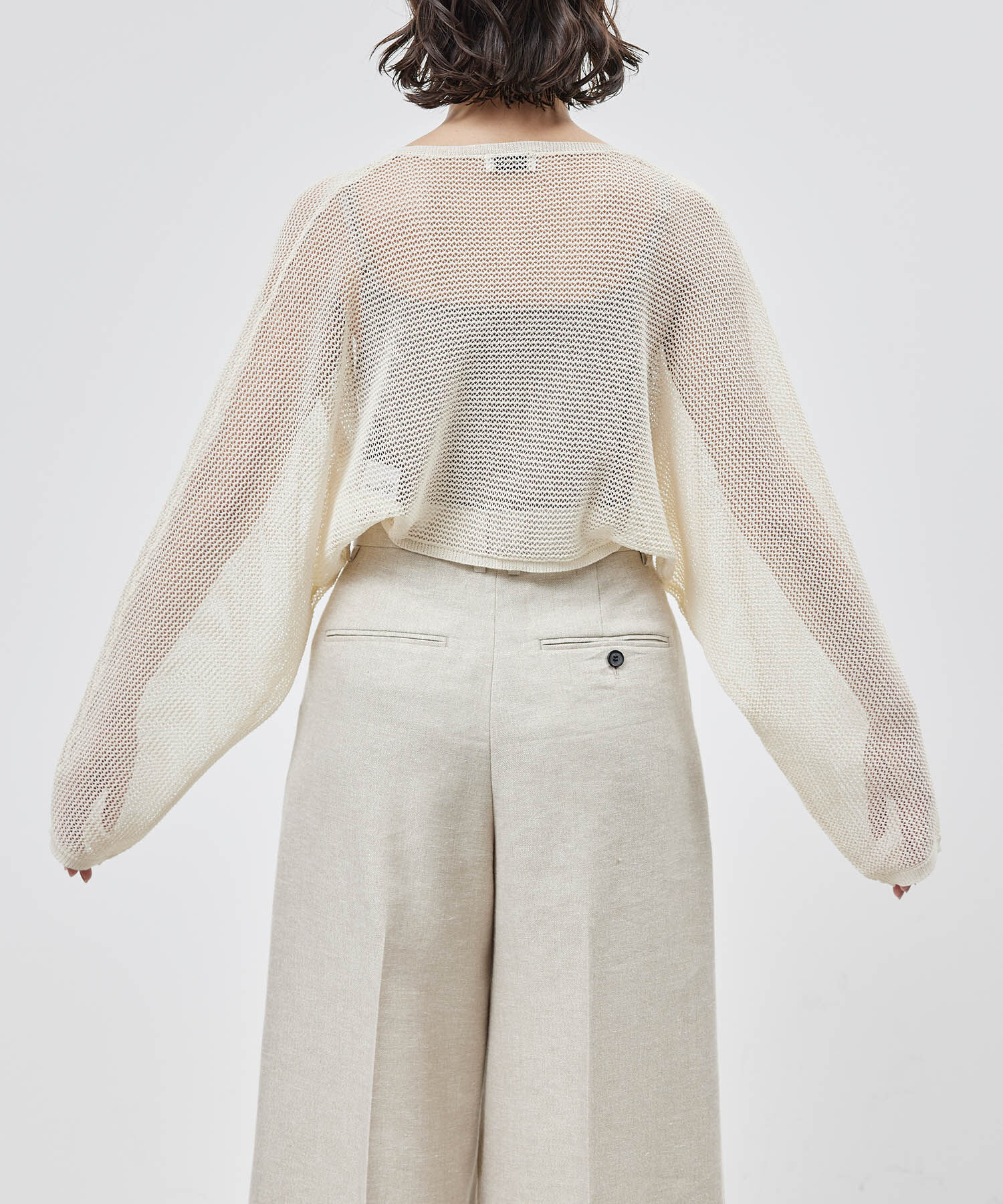 ROPE「ペーパーヤーンメッシュカーディガン/ショート丈メッシュボレロ」|カーディガン|