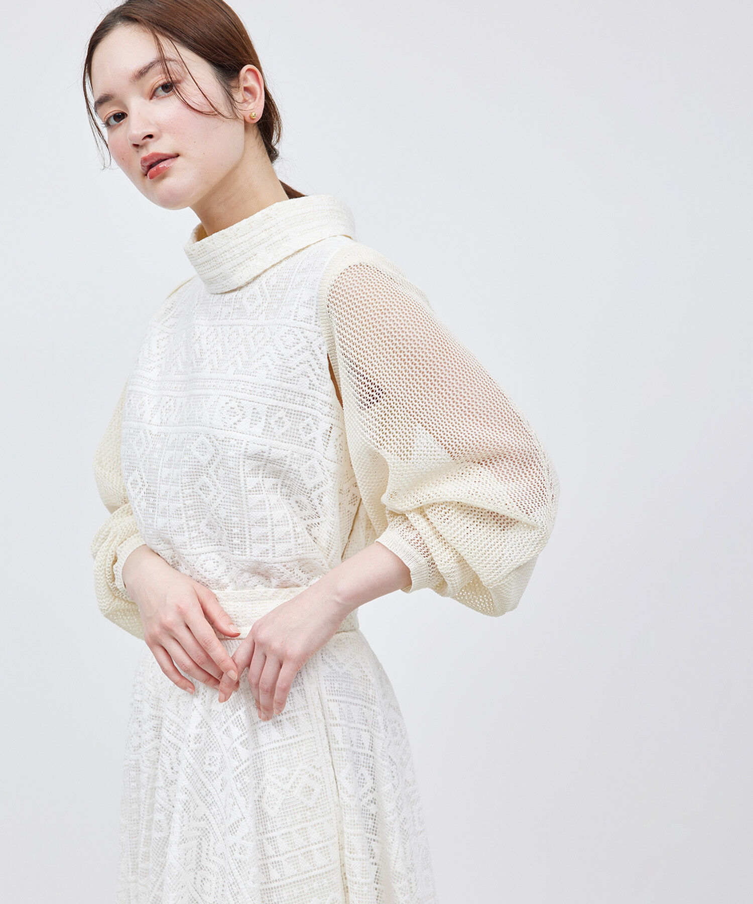 ROPE「ペーパーヤーンメッシュカーディガン/ショート丈メッシュボレロ」|カーディガン|