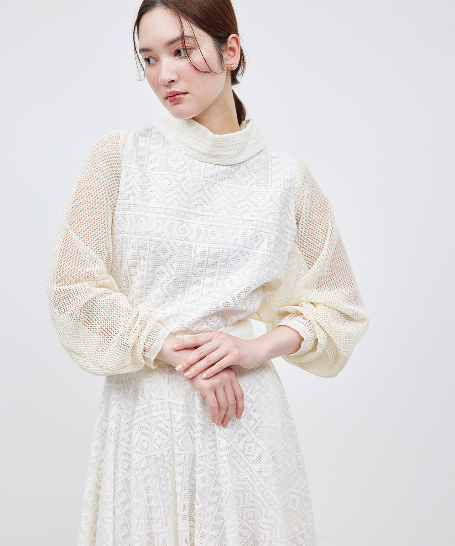 ROPE「ペーパーヤーンメッシュカーディガン/ショート丈メッシュボレロ」|カーディガン|