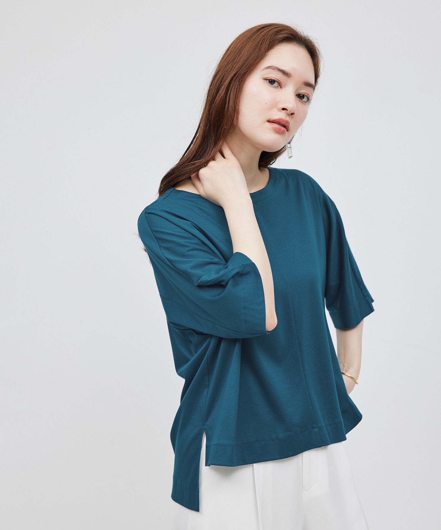 ROPE「汗染み防止スムース半袖カットソー」|Tシャツ・カットソー|