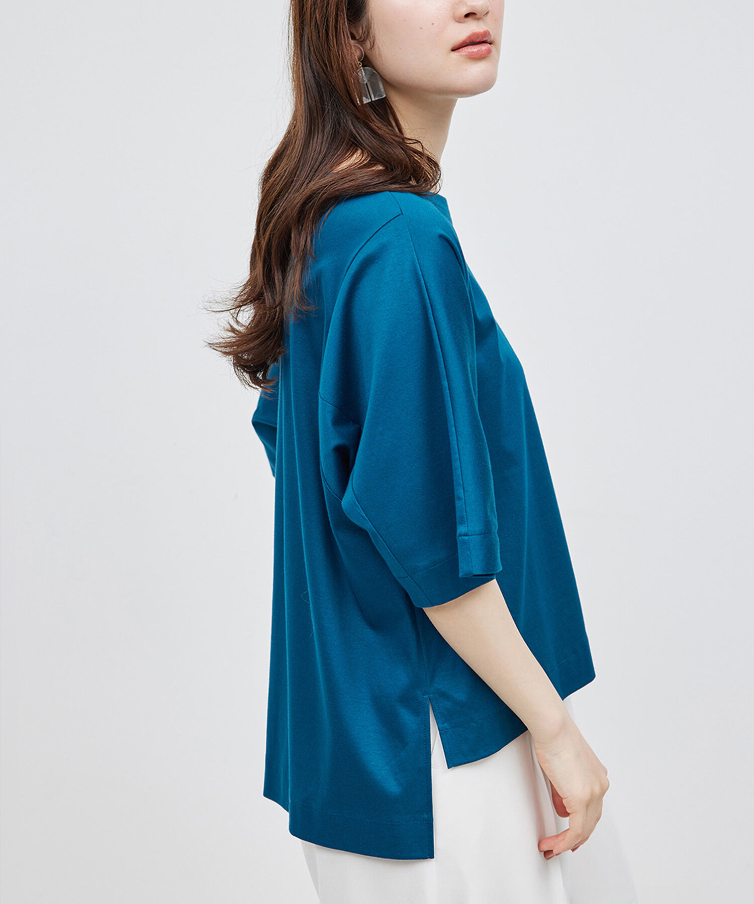 ROPE「汗染み防止スムース半袖カットソー」|Tシャツ・カットソー|モスグリーン(32)