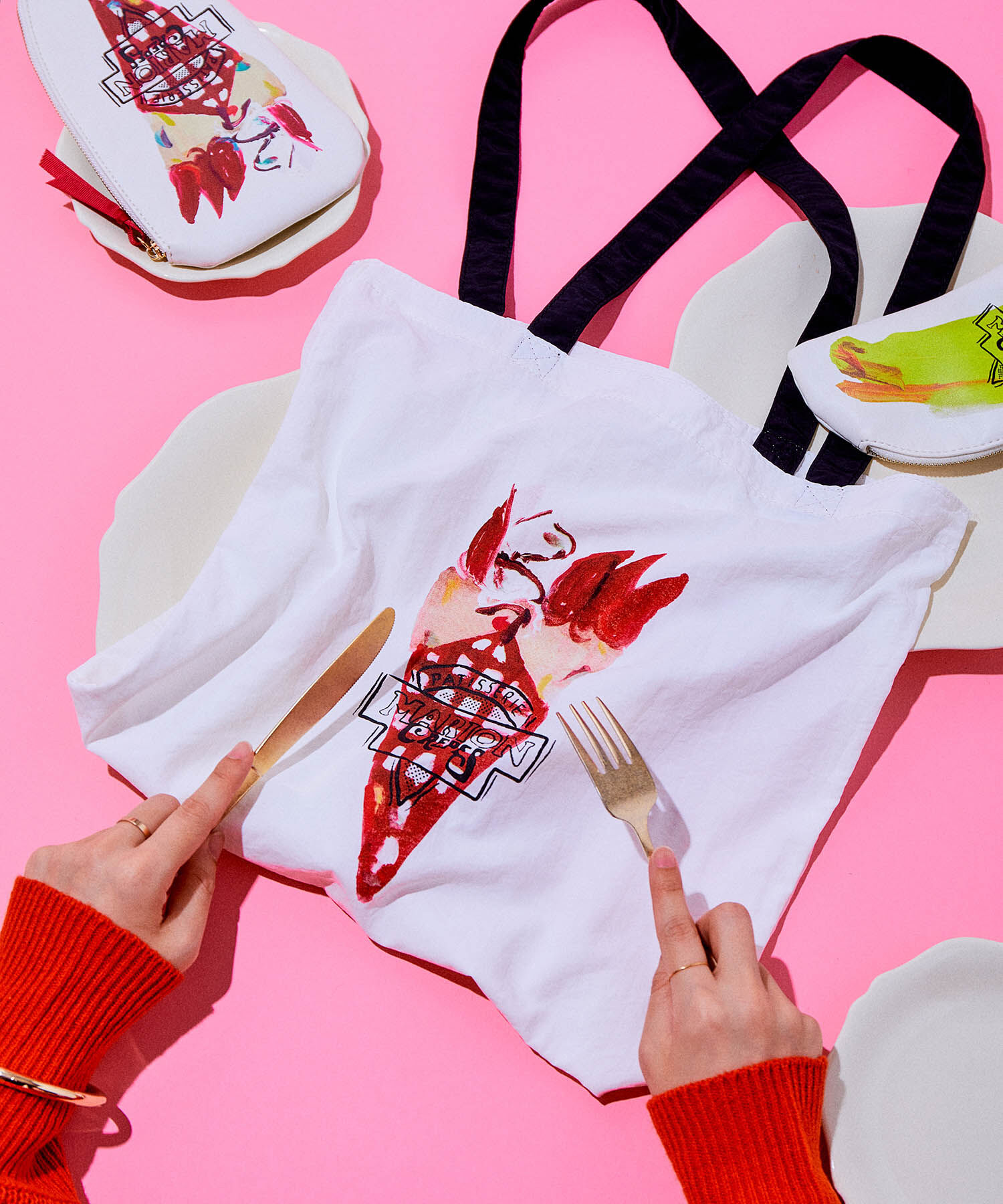 VIS「【ViSage】【MARION CREPESコラボ】モチーフエコトートバッグ」|トートバッグ|レッド系(61)