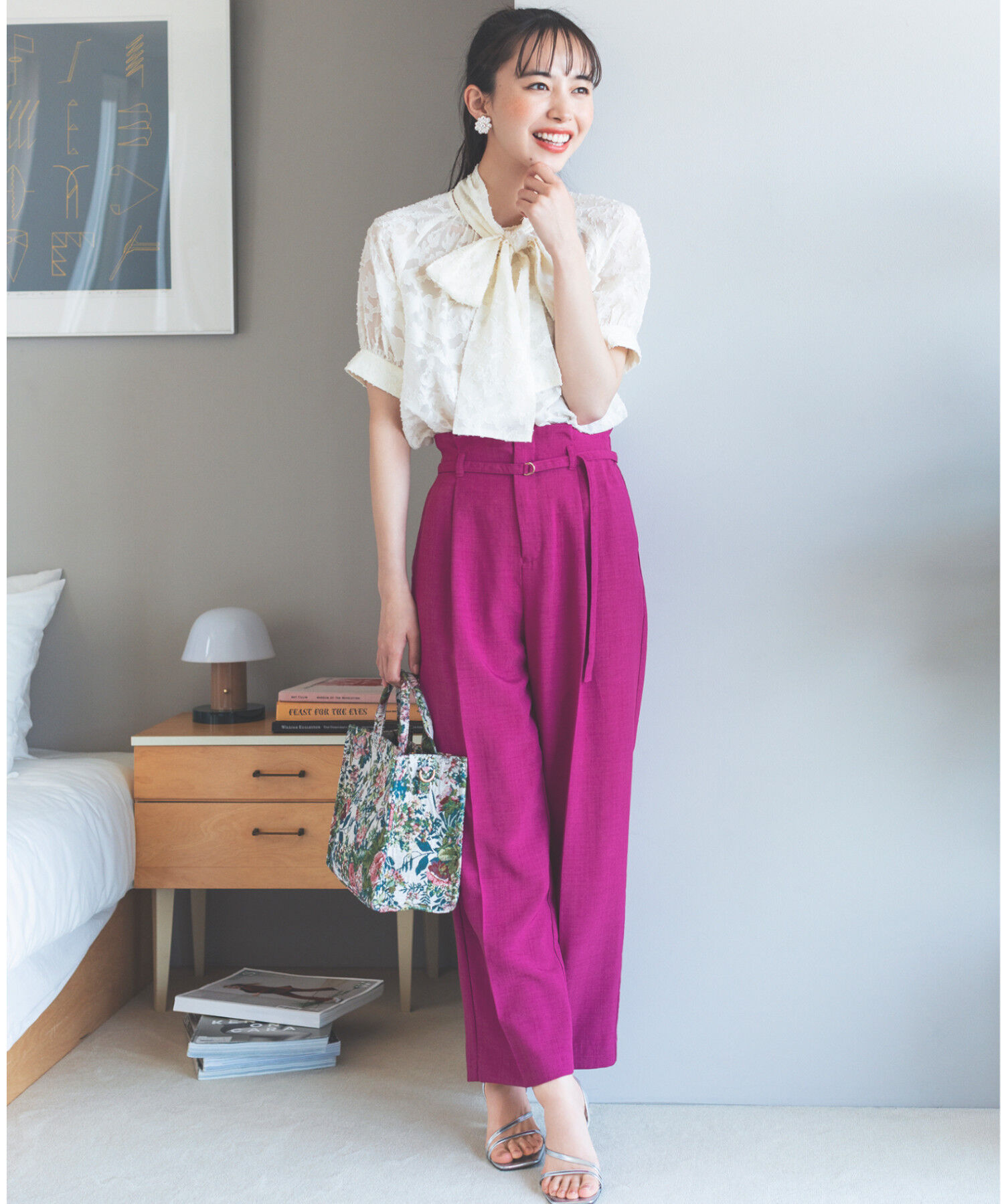 VIS「【接触冷感・洗える】美easy Dカンベルト付きワイドパンツ【セットアップ対応】」|スラックス|