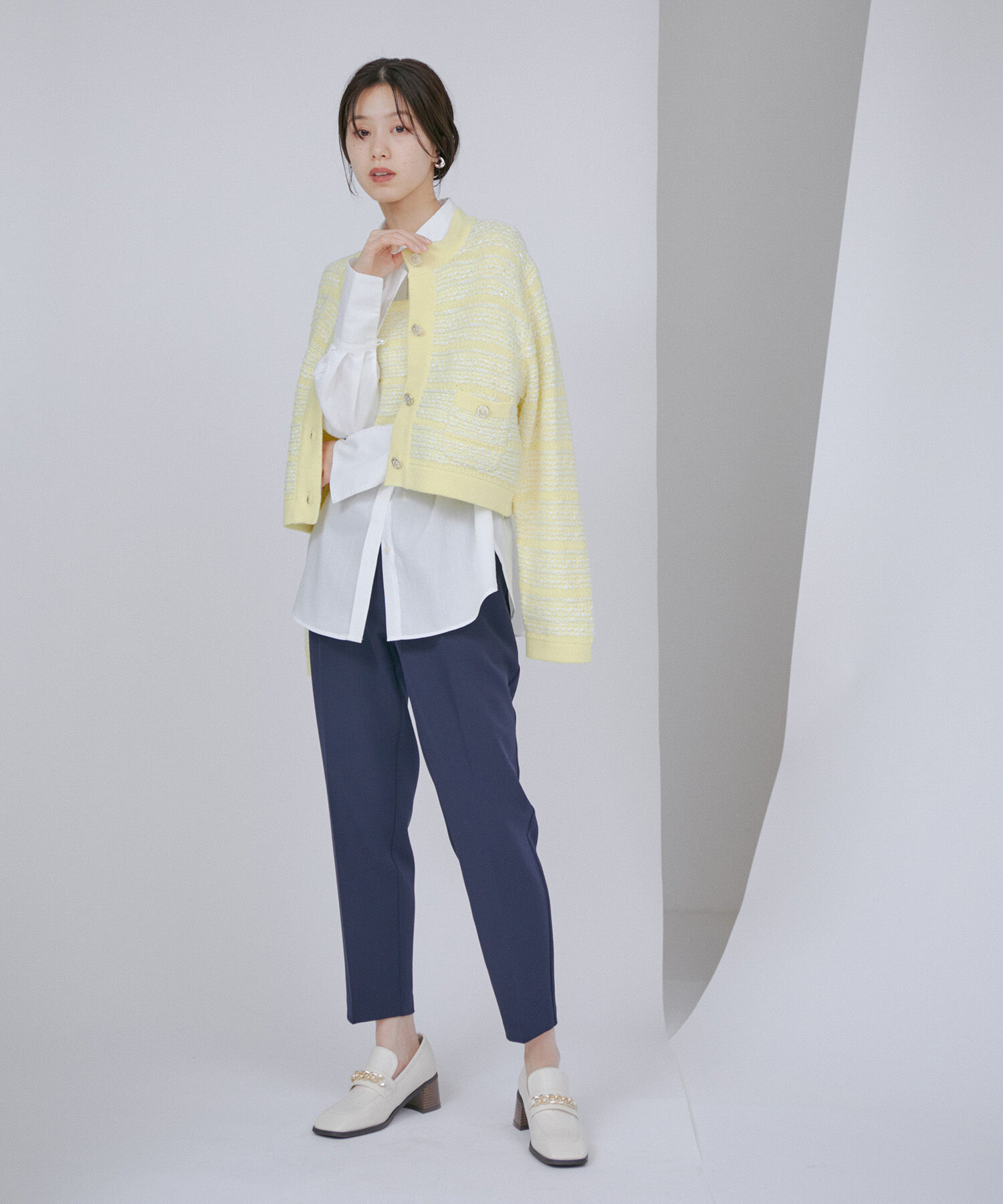 VIS「【洗える・防シワ】ダブルクロスドロストイージーテーパードパンツ」|スラックス|