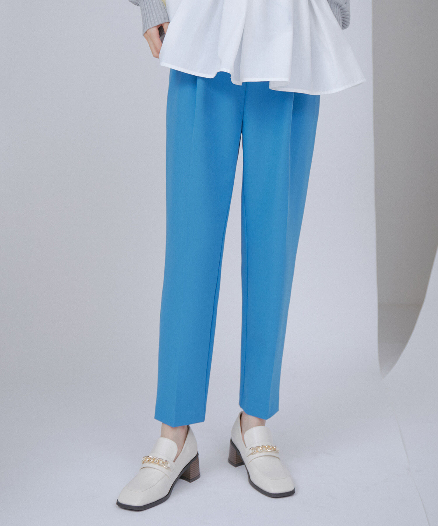 VIS「【洗える・防シワ】ダブルクロスドロストイージーテーパードパンツ」|スラックス|