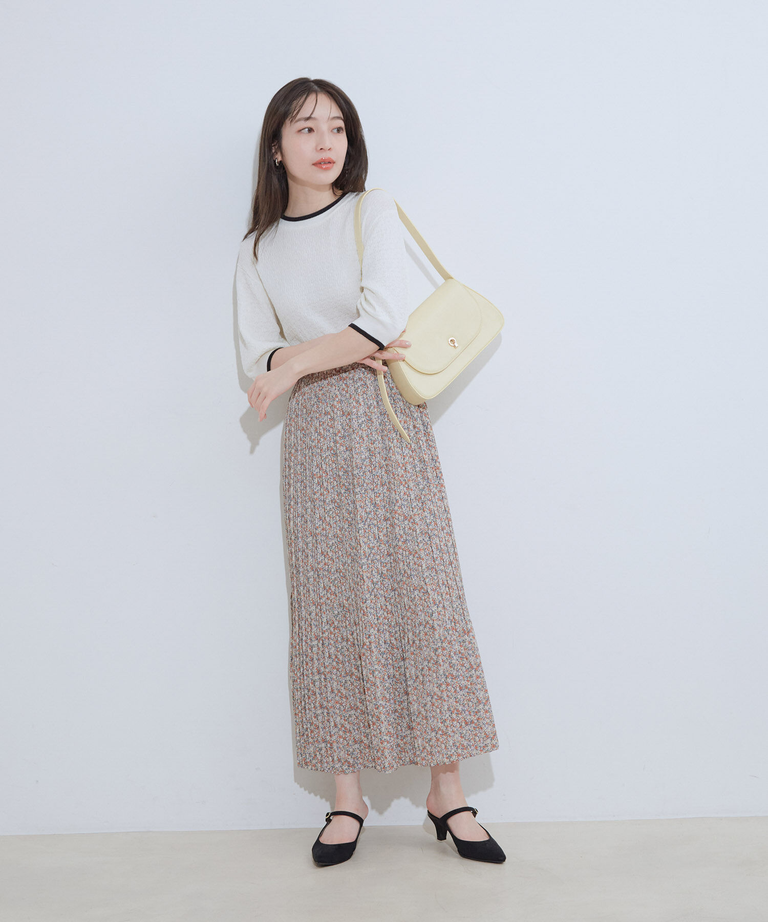 vis-a-vis「【WEB限定】アニマルドット＆花柄プリーツロングスカート」|スカート|