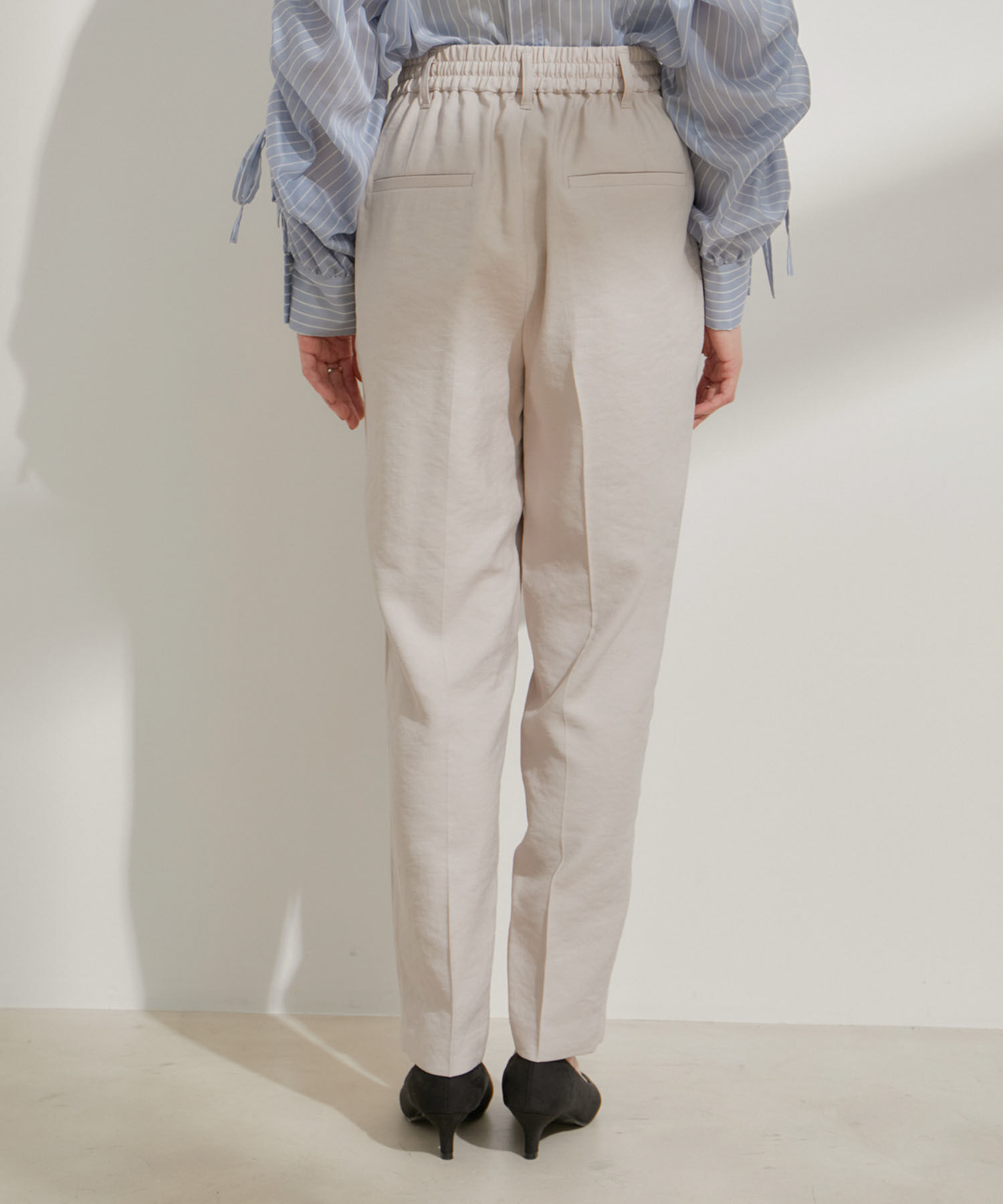 VIS「リネンライクリラックステーパードパンツ【接触冷感・洗える】【低身長～高身長】」|スラックス|