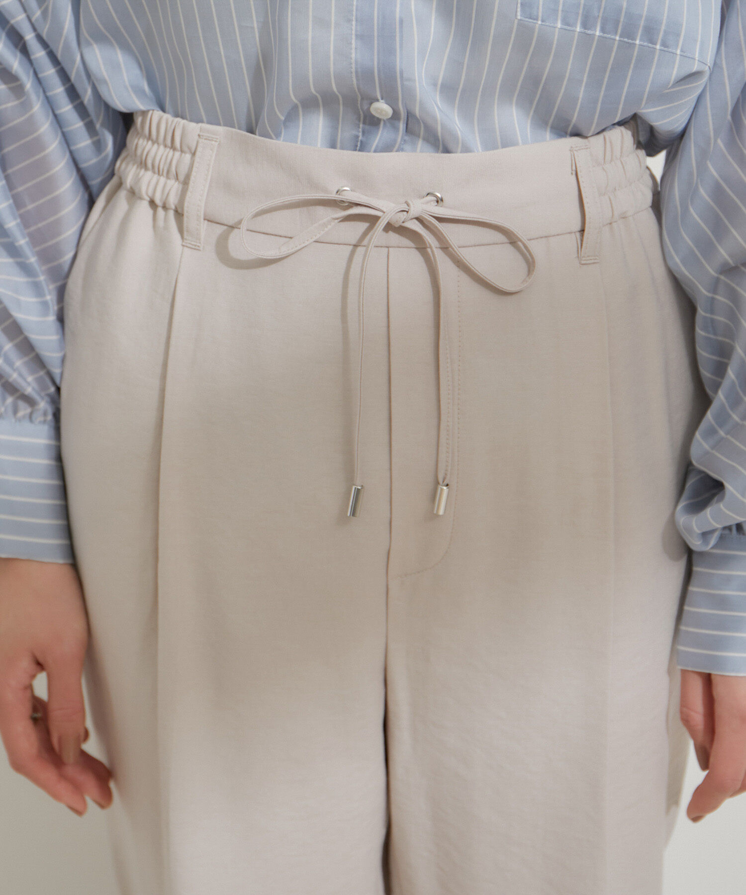 VIS「リネンライクリラックステーパードパンツ【接触冷感・洗える】【低身長～高身長】」|スラックス|