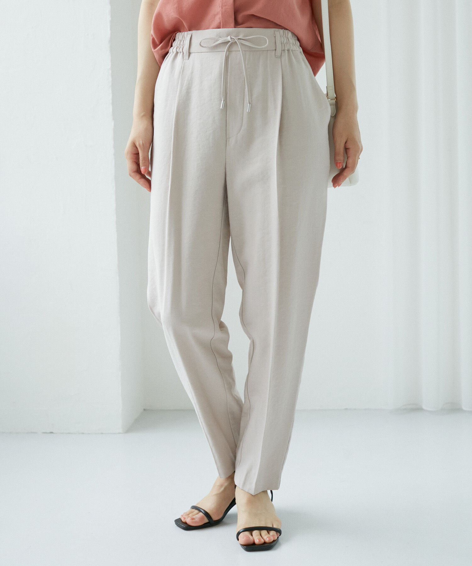 VIS「リネンライクリラックステーパードパンツ【接触冷感・洗える】【低身長～高身長】」|スラックス|